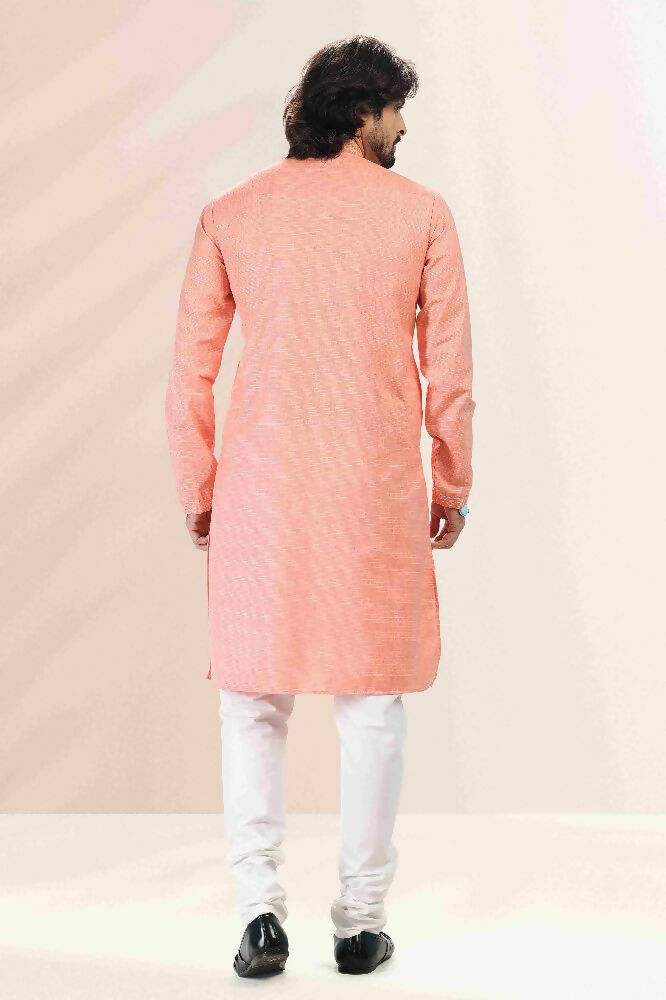 Raivat Ethnic Linen Cotton Pintux Work Kurta Pajama In Pink Colour