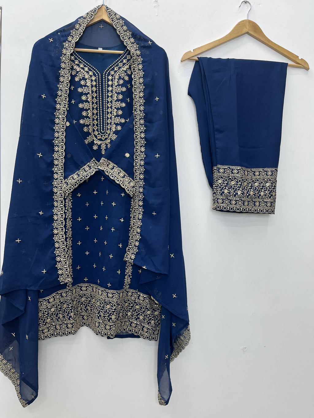 Teeya Creation Blue Color Faux Georgette Embroidery Work Party Wear Salwar Suit
