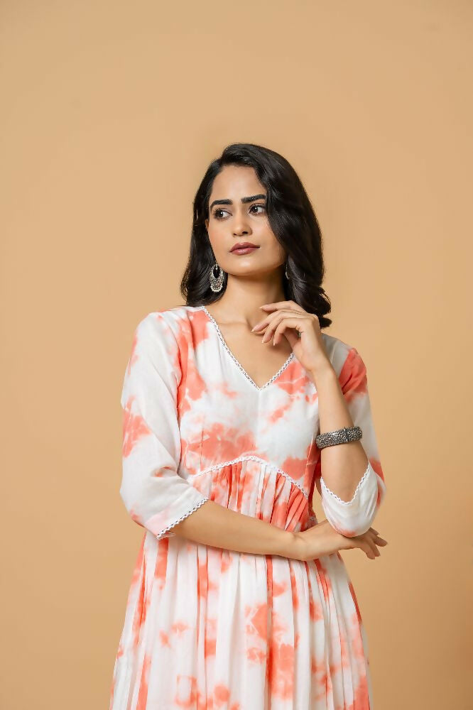 Joban Fashion Peach Tie & Dye Kurta Pant Set