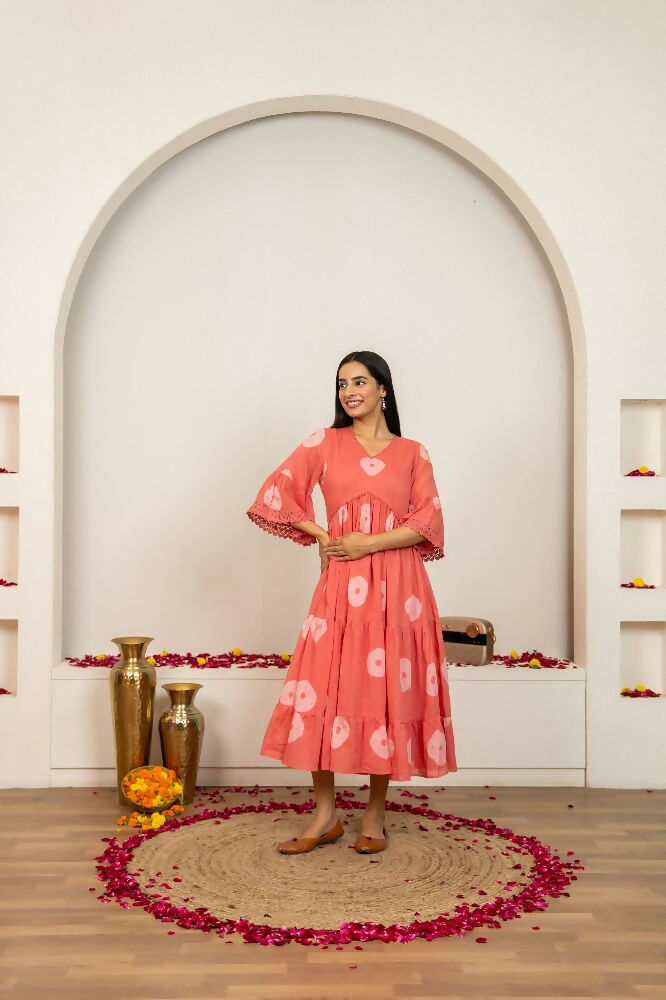 Joban Fashion Pink Tie & Dye Cotton Dress