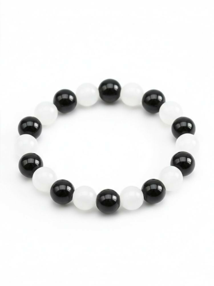 NVR Black & White Beaded Bracelet for Men & Women