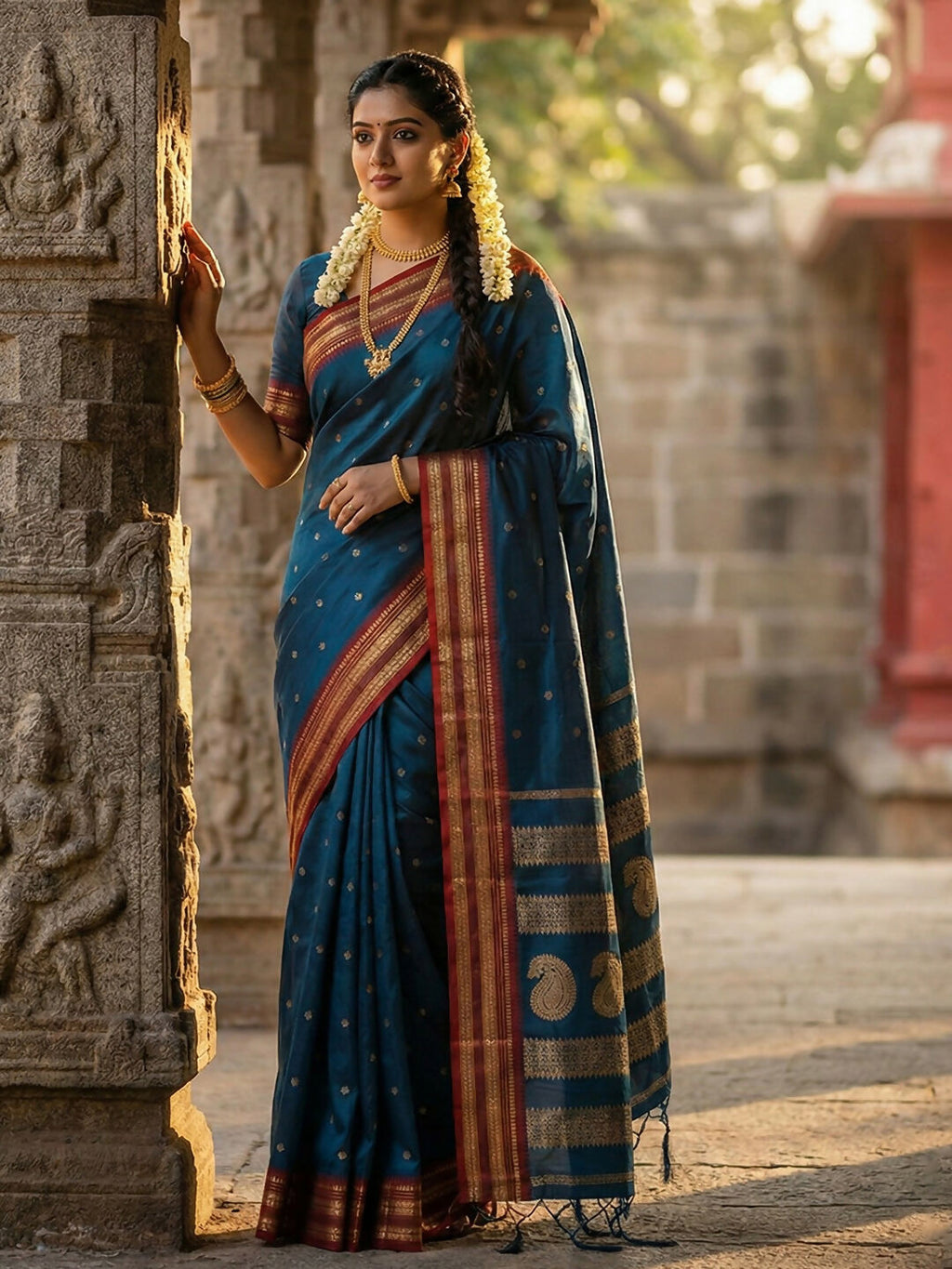 Shree Shyam Fashion Teal Soft Silk Saree