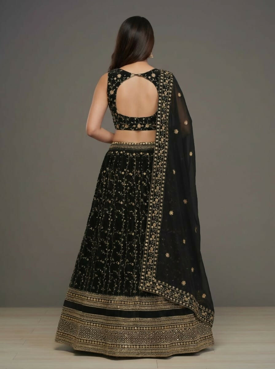 Lehenga Mart Designer Indian Wedding Lehenga Choli-Black