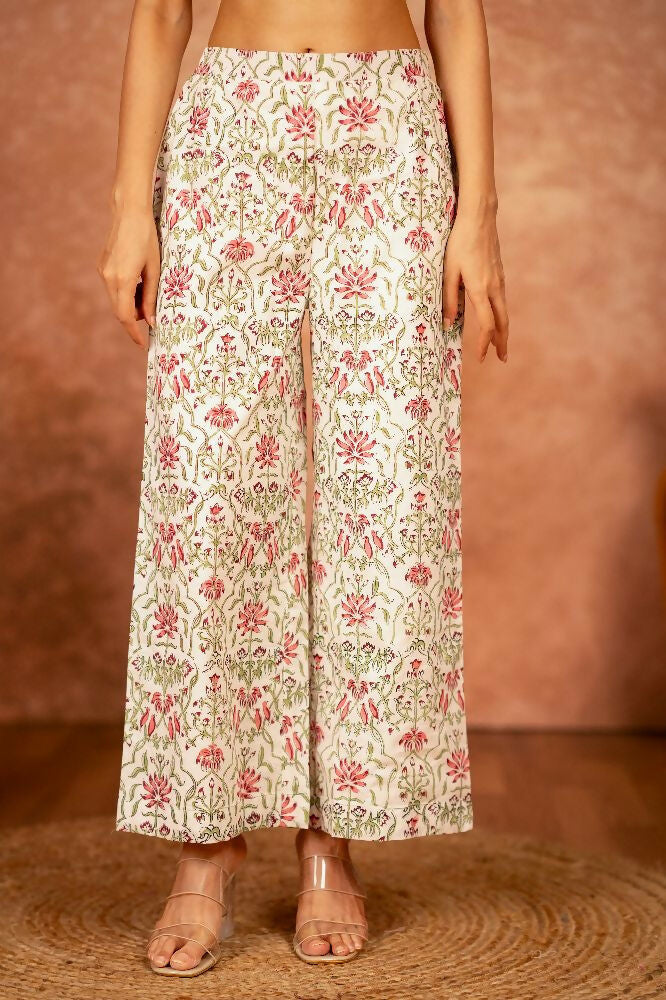 Joban Fashion Green Pink Hand Block Printed Cotton Suit Set