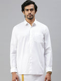 Ramraj Cotton Mens Full Sleeve Formal Poly Cotton White Shirt