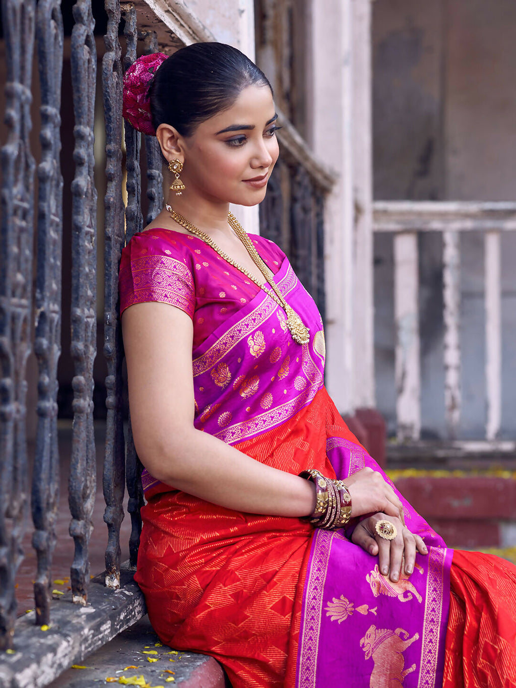 Shree Shyam Fashion Red Soft Silk Saree