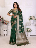 Aastha Fashion Green Soft Organza Silk Weaving Saree
