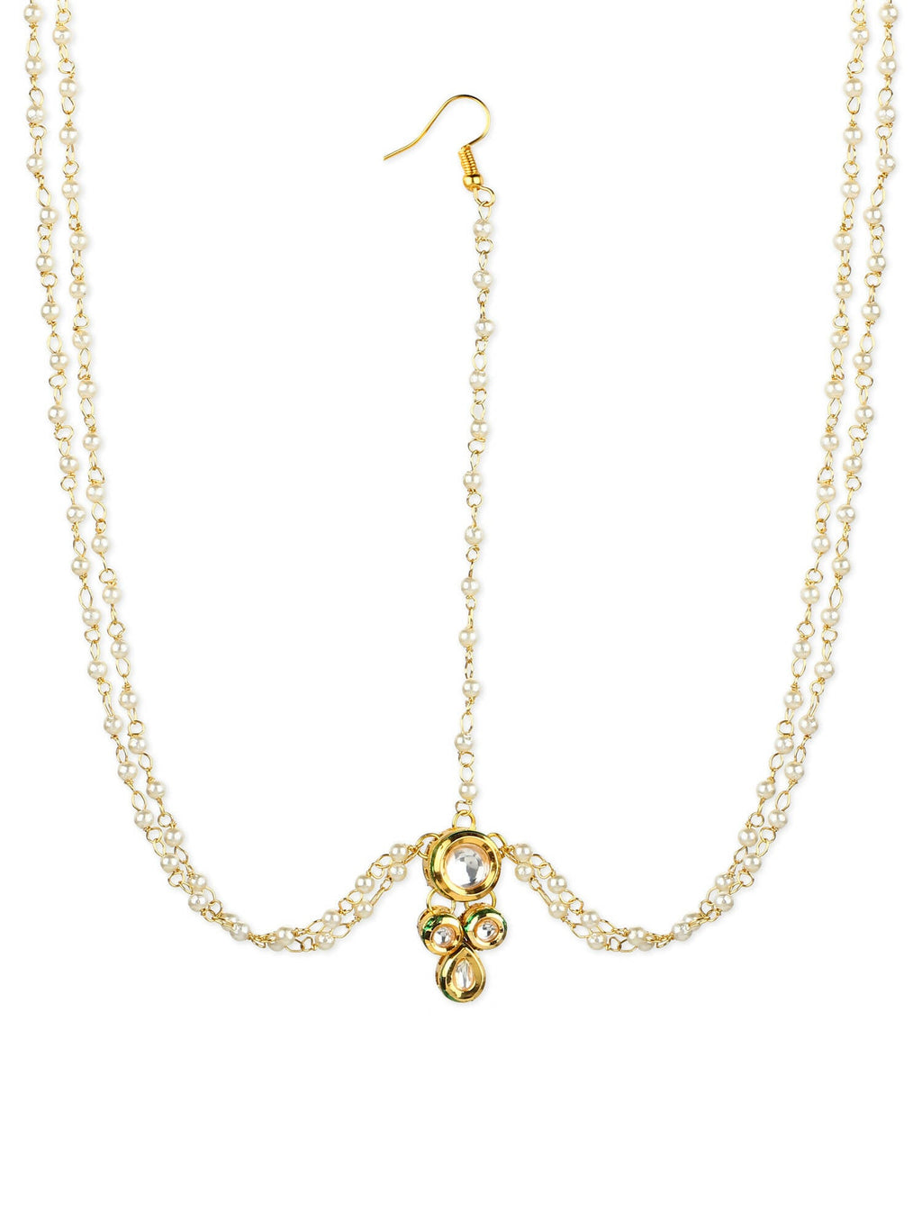 Gold-Polished Kundan Head Jewellery - Ruby Raang