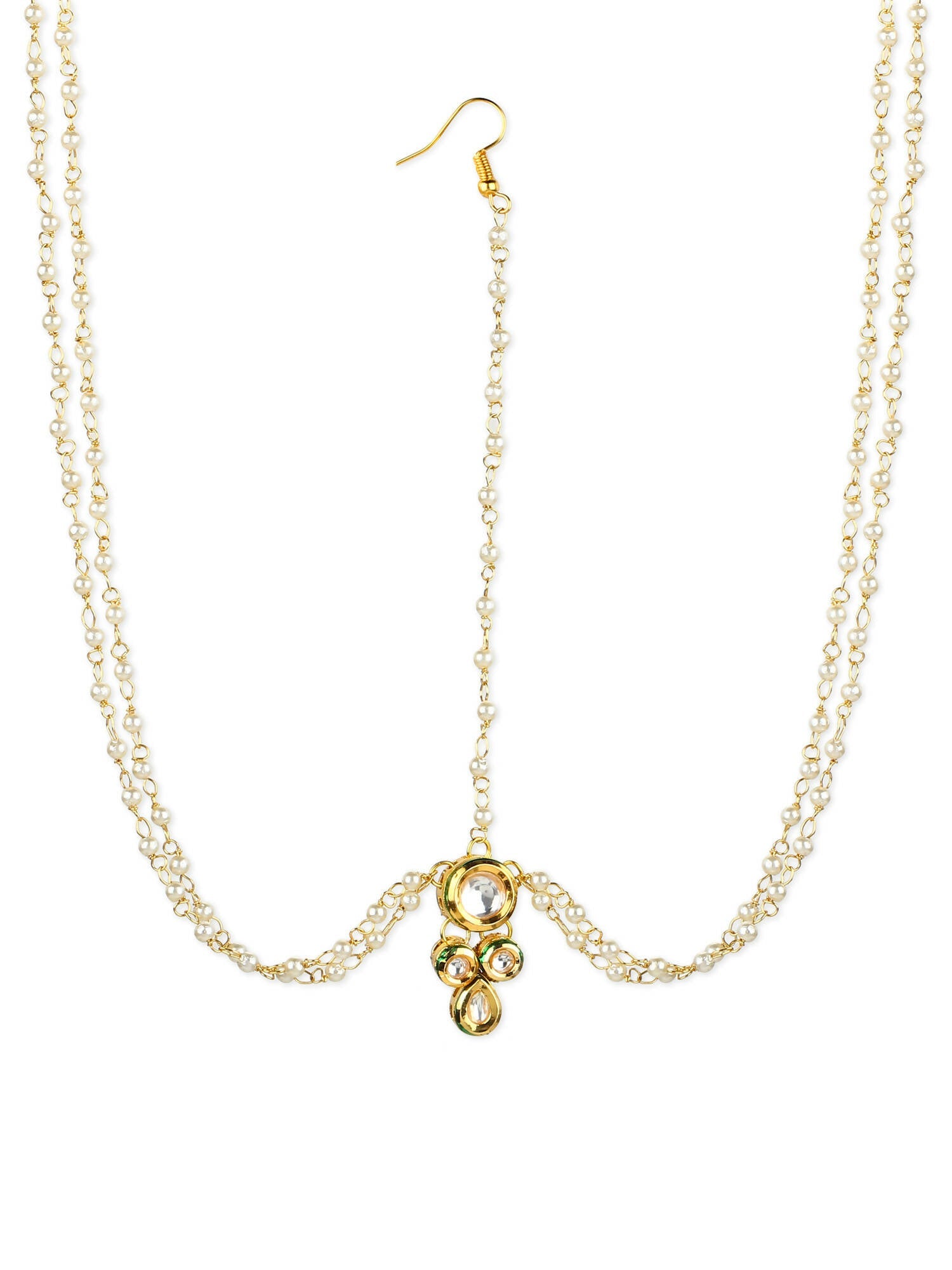 Gold-Polished Kundan Head Jewellery - Ruby Raang