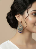 NVR Women German Silver Oxidised Chandbali Earrings