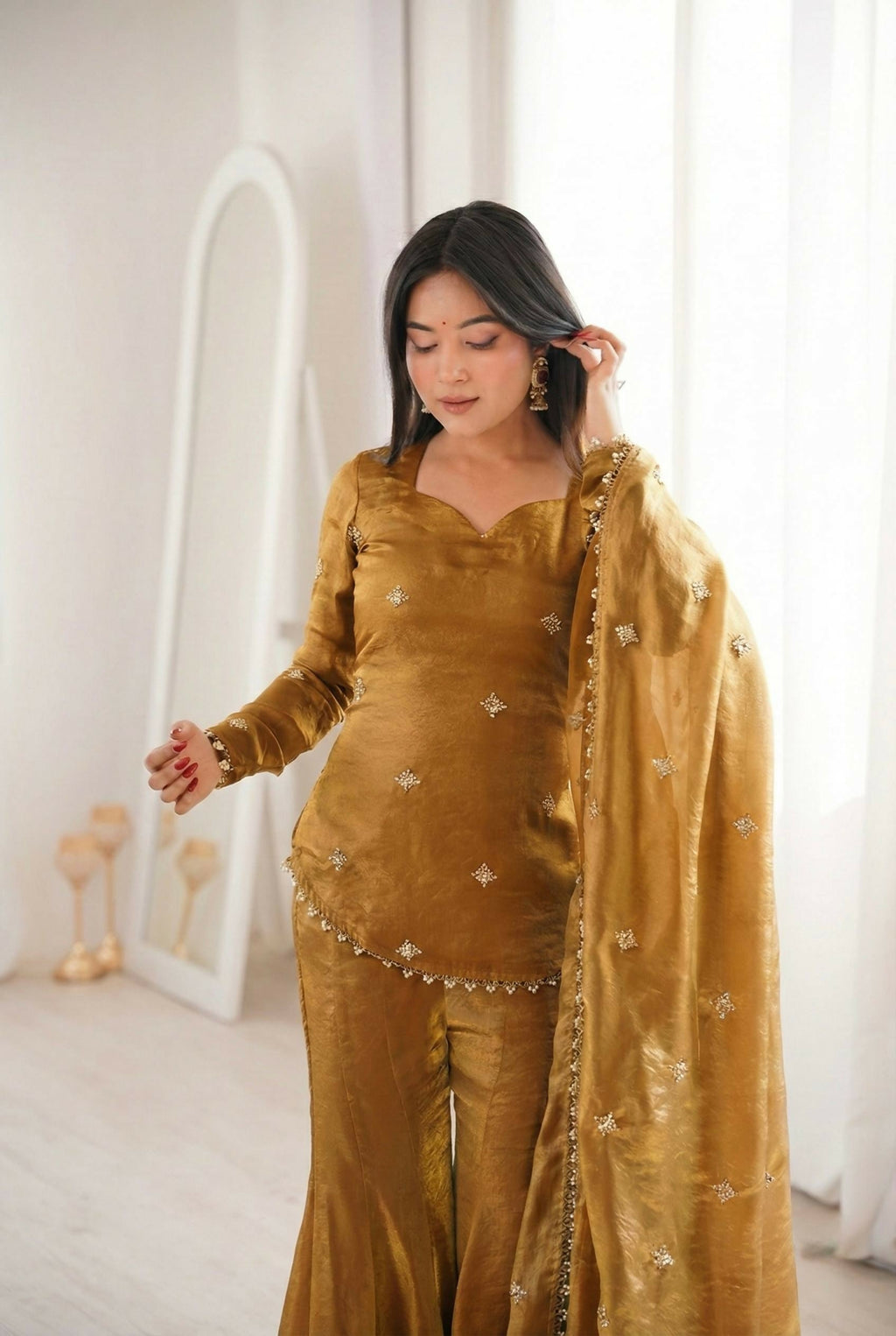 Teeya Creation Olive Fendy Silk Trending Party Wear Salwar Suit