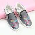 Tiny Bugs Girls Butterfly Print Slip Ons Sneakers - Dark Grey