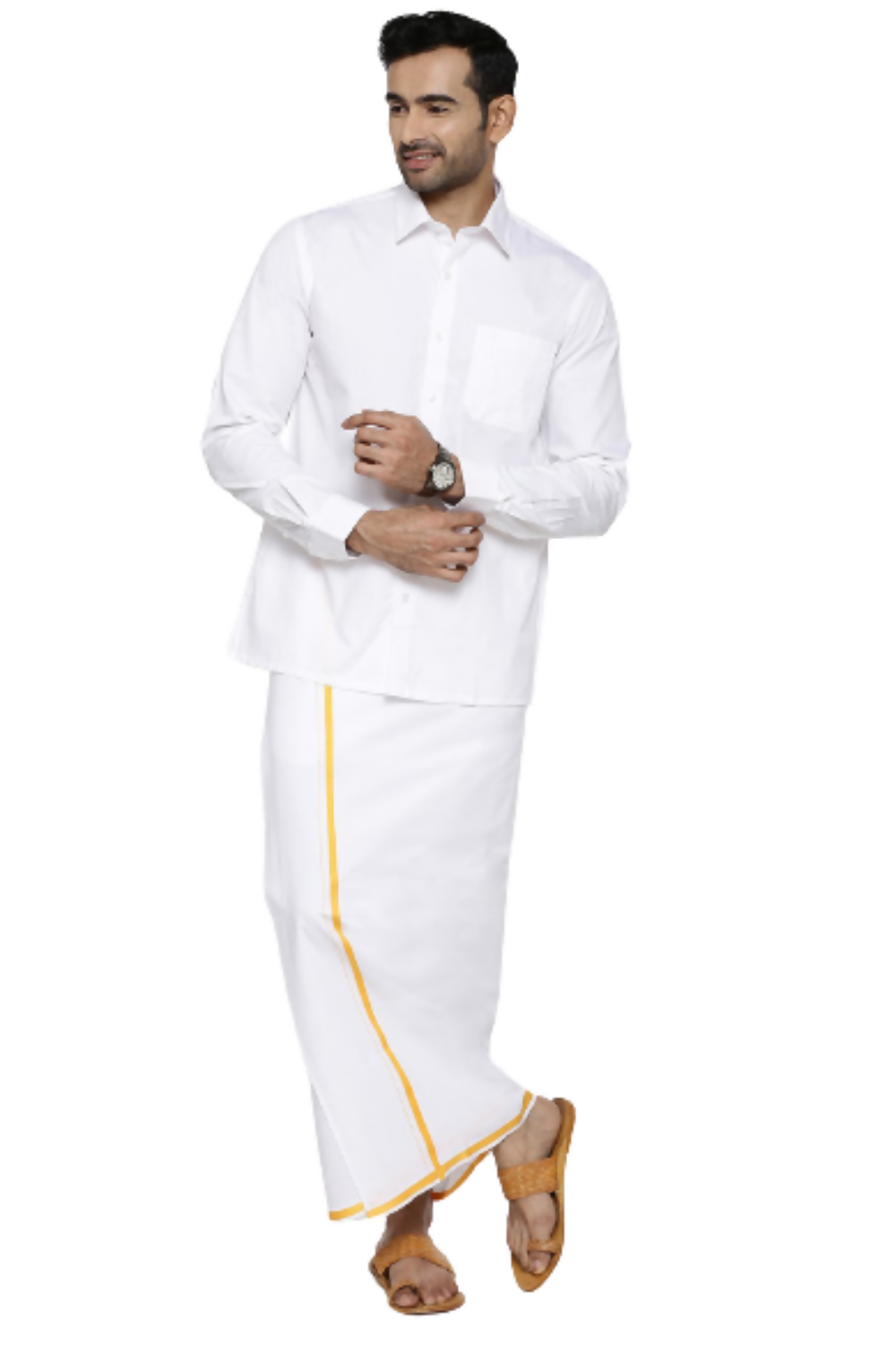 Ramraj Cotton Mens Full Sleeve Formal 100 % Cotton White Shirt
