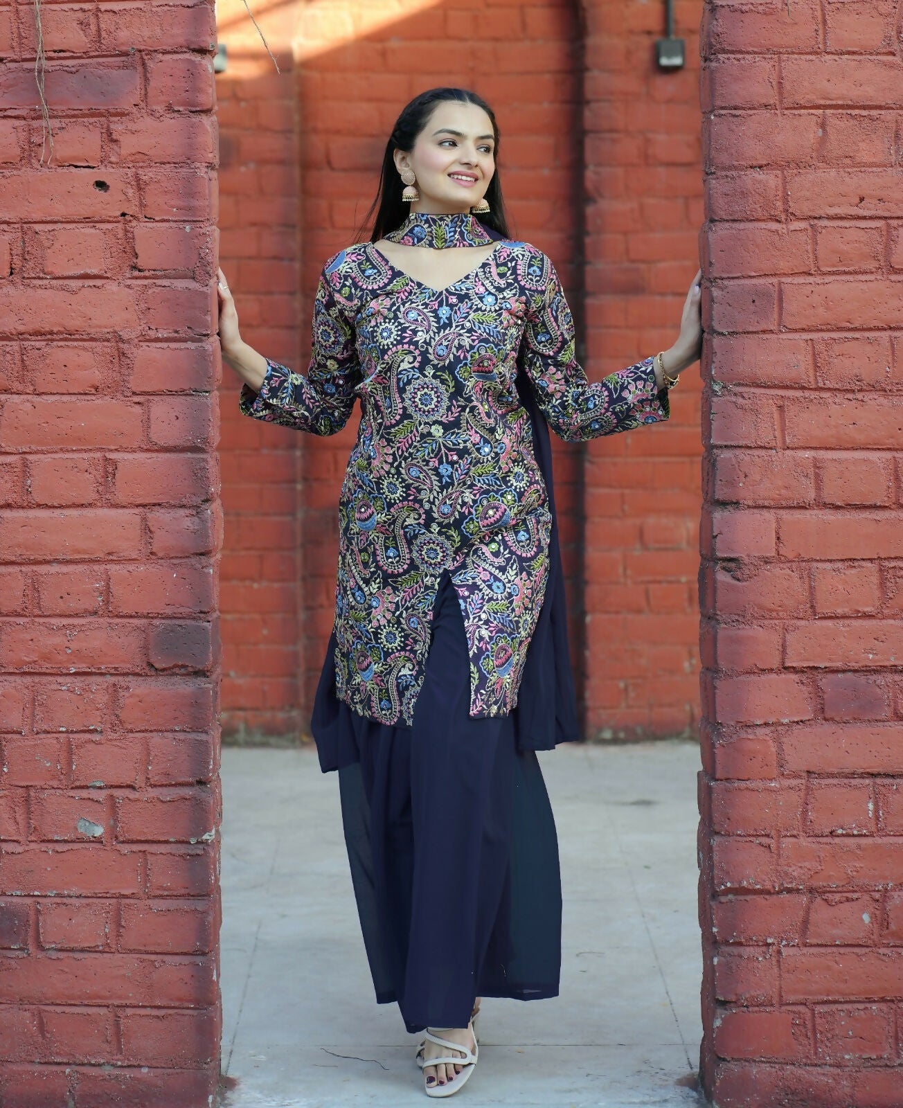 Teeya Creation Blue Color Tapeta Silk Embroidery Work Party Wear Palazzo Set