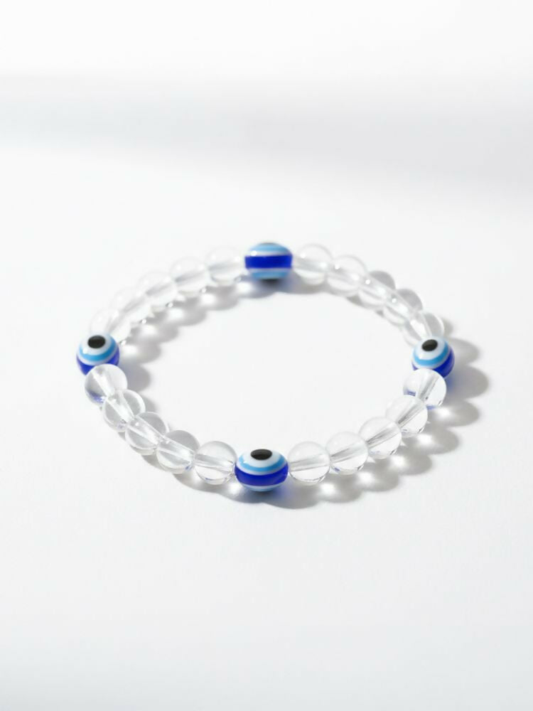 NVR White Crystal Evil Eye Bracelet for Men & Women