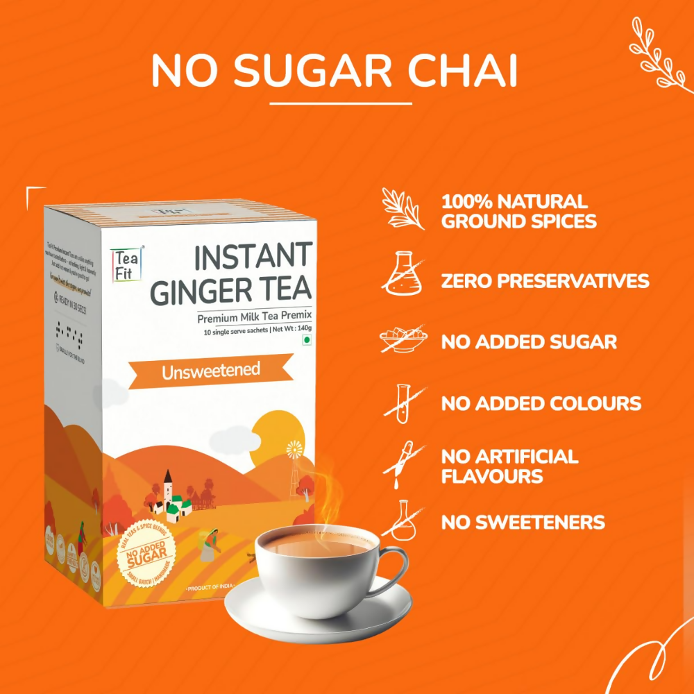 TeaFit Premium Zero Sugar Instant Tea Premix - Masala & Ginger