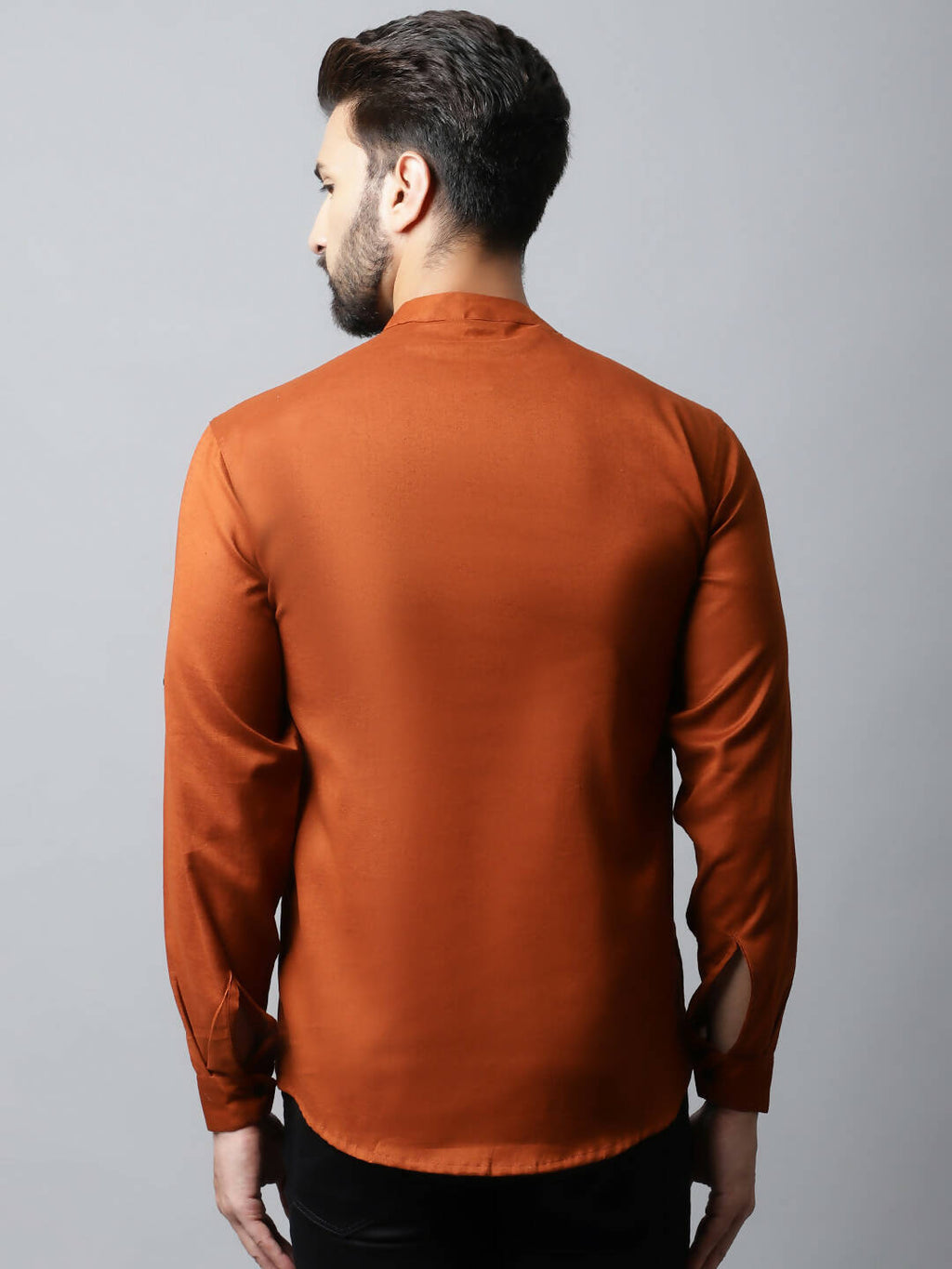 Even Apparels Brown Color Linen Pure Cotton Men's Kurta With Side Placket (SLD1137)