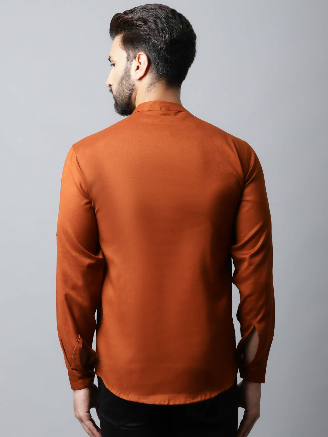 Even Apparels Brown Color Linen Pure Cotton Men's Kurta With Side Placket (SLD1137)