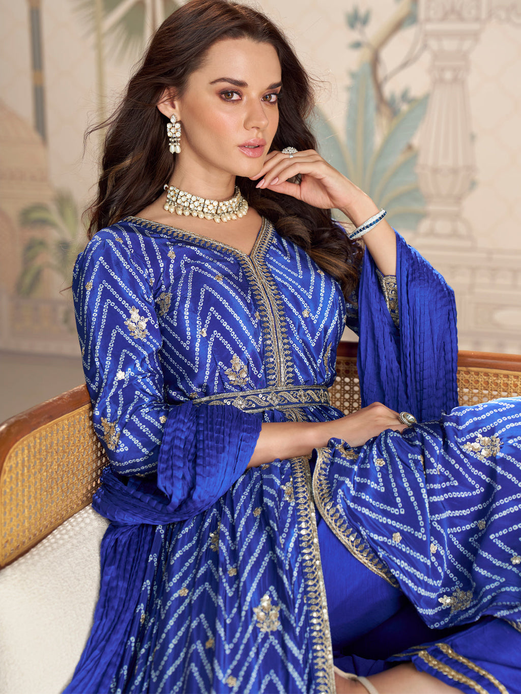 Evanik Designer Chinon Silk Embroidered Work Wedding Anarkali Suit