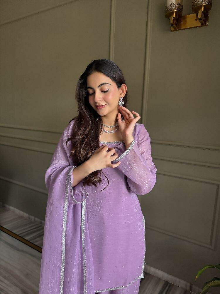 Teeya Creation Lavender Color Crunchy Silk Party Wear Salwar Suit