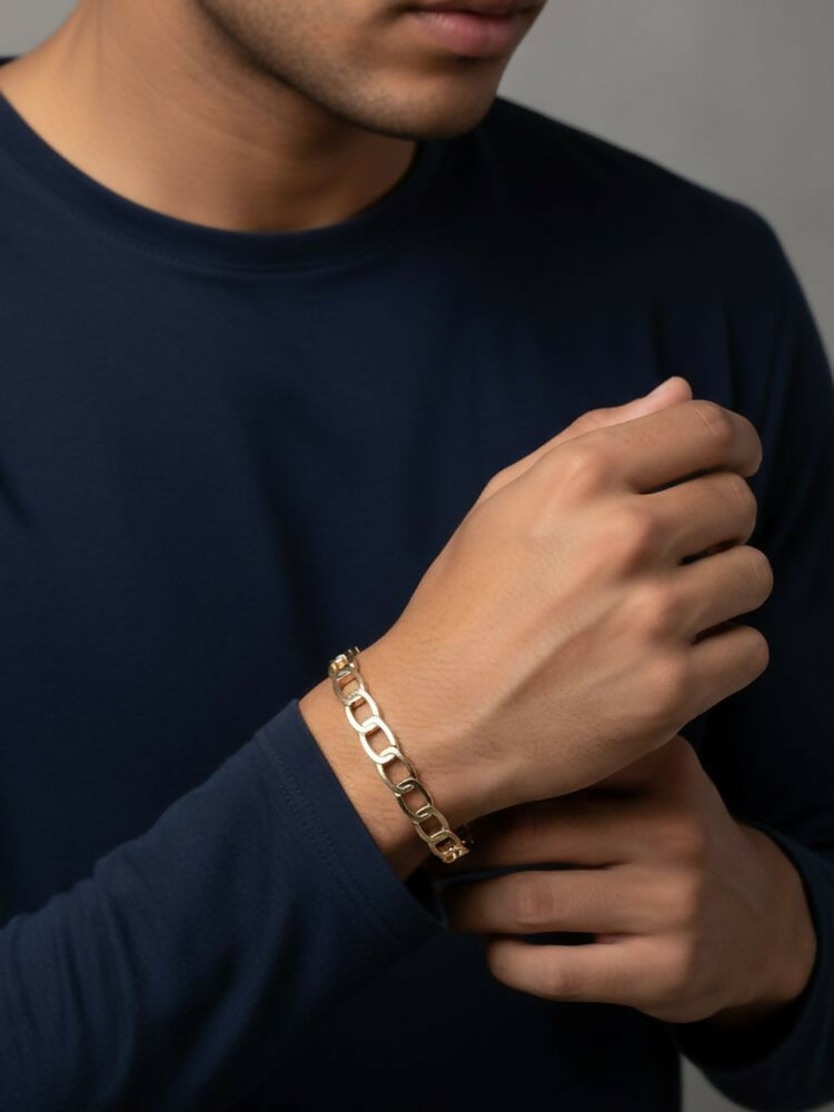 NVR Men's Rose Gold Plated Cuff Bracelet