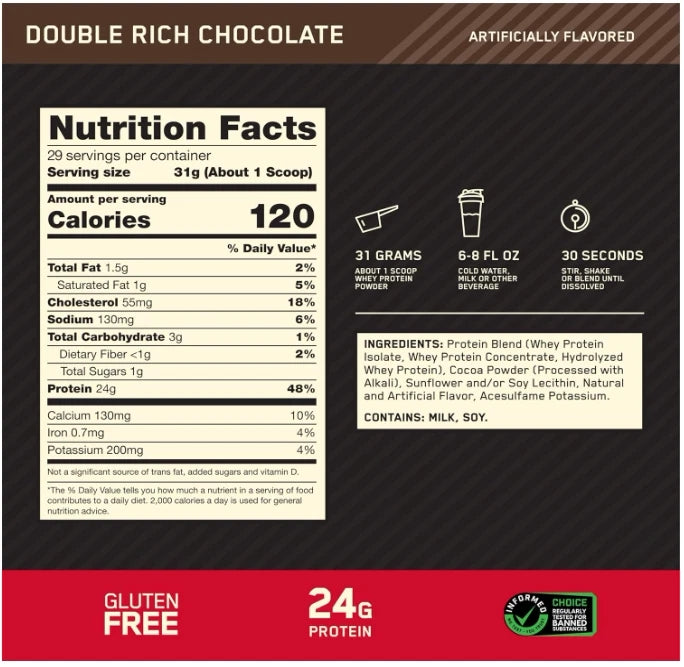 Gold Standard Whey 100% Protein 2 lb Optimum Nutrition ON Isolate Chocolate