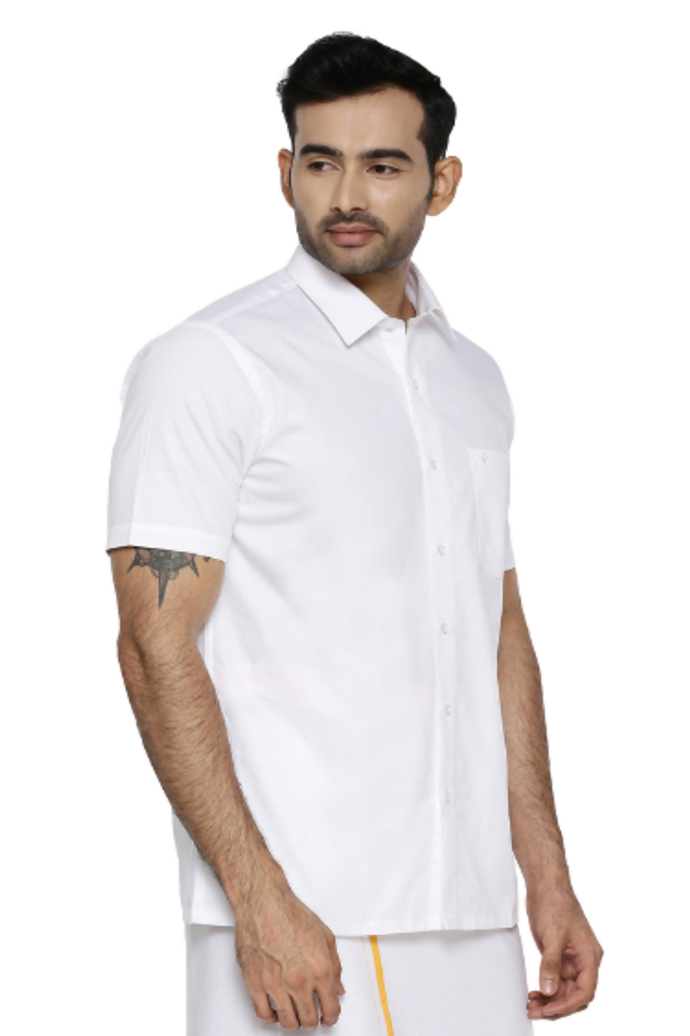 Ramraj Cotton Mens Half Sleeve Formal 100 % Cotton White Shirt