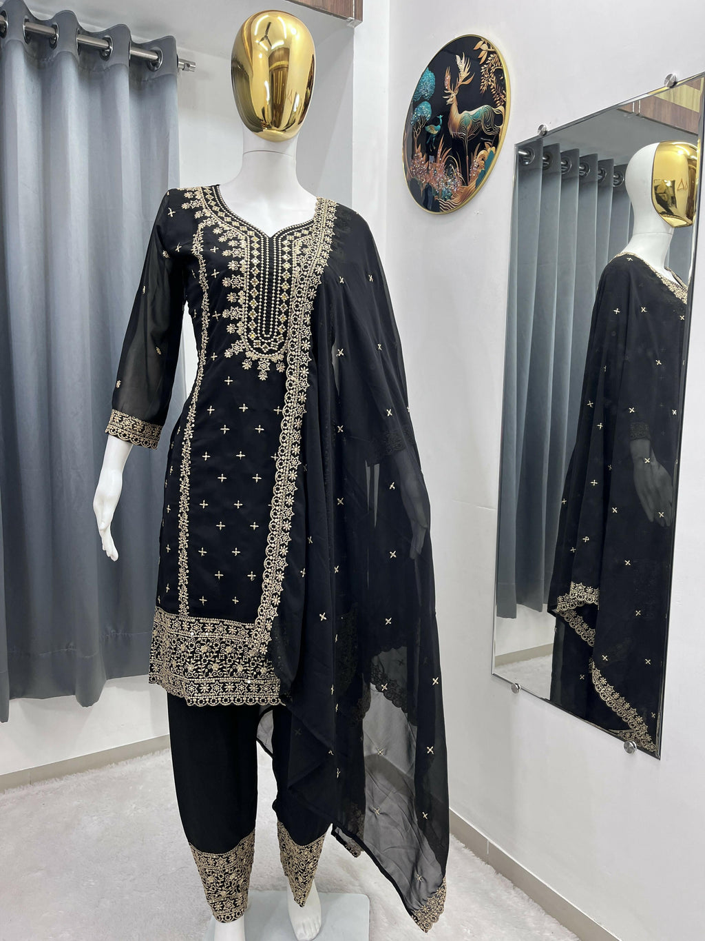 Teeya Creation Black Color Faux Georgette Embroidery Work Party Wear Salwar Suit