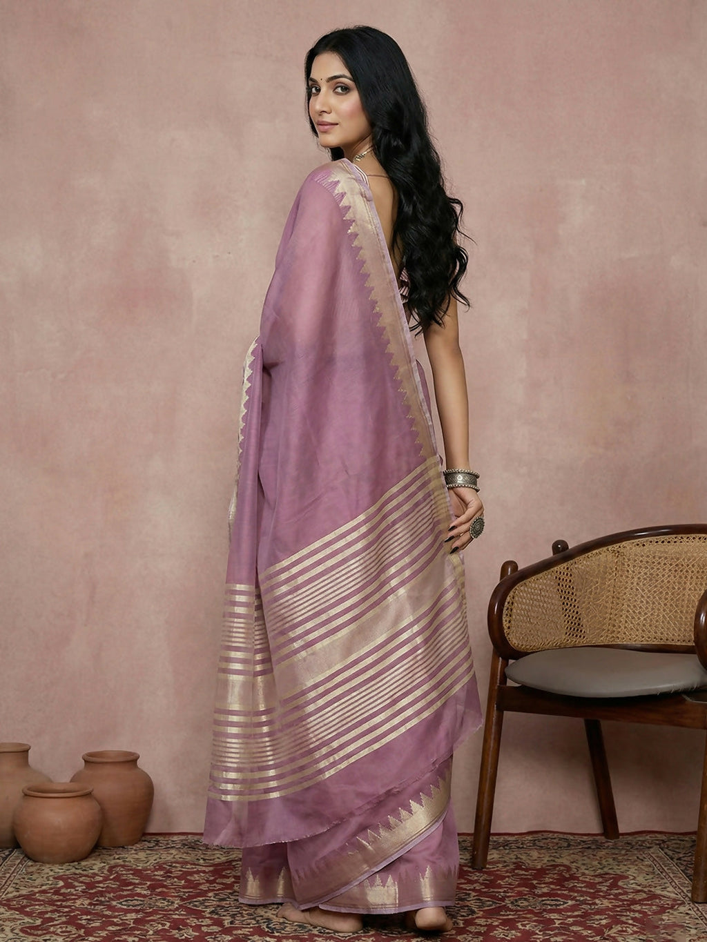 Shree Shyam Fashion Purple Cotton Saree