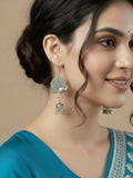 NVR Women Peacock Design German Silver Oxidised Jhumka Earrings