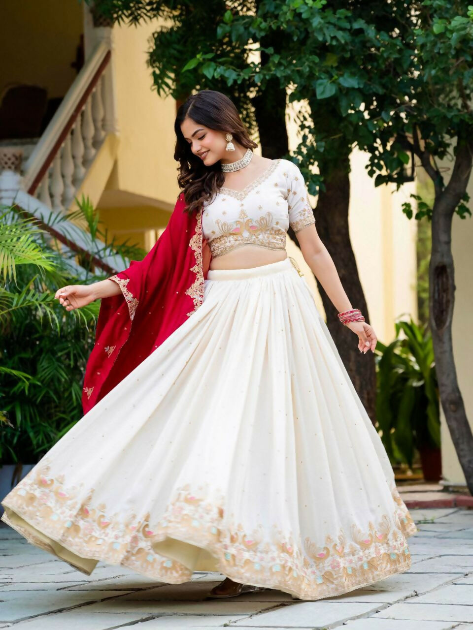 Lehenga Mart Designer Indian Wedding Lehenga Choli-White