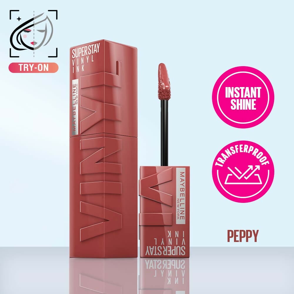 Maybelline New York Super Stay Vinyl Ink Liquid Lipstick, Instant Shine Lasts Up To 16H - Peppy