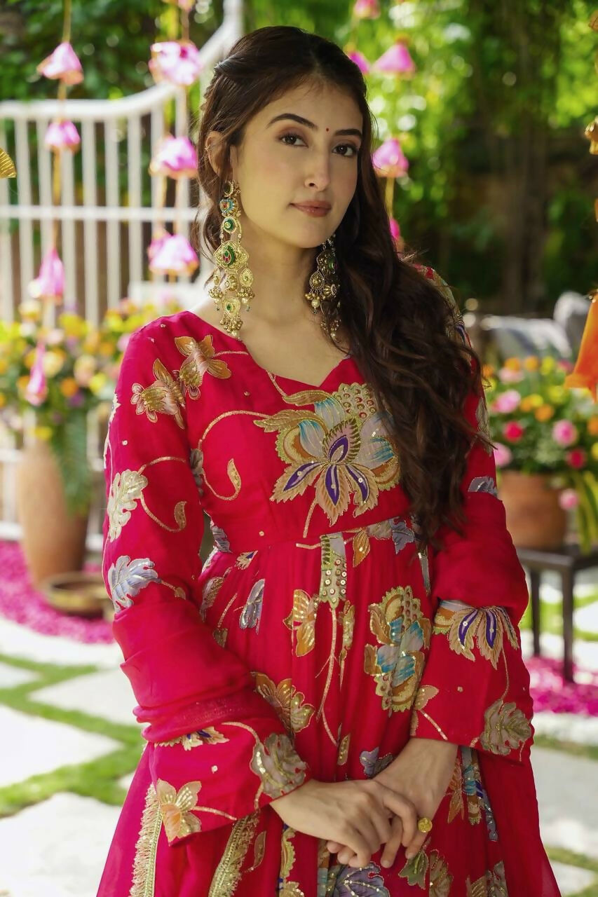 Teeya Creation Rani Color Wedding Wear Heavy Embrodiery Work Plazo Set