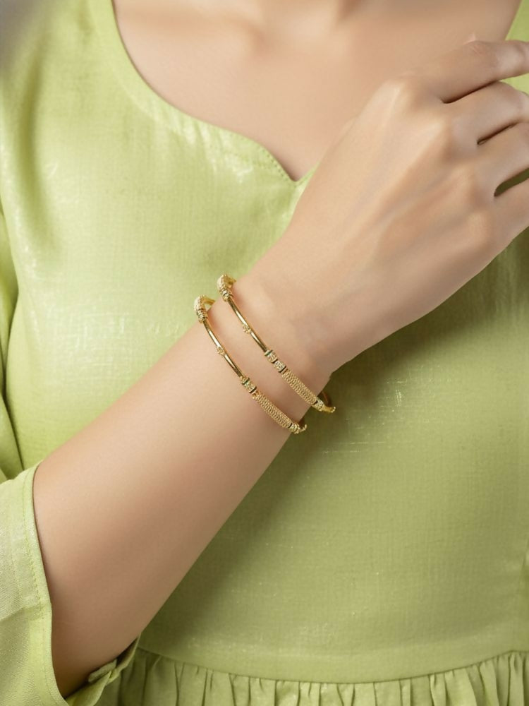 NVR Women Set of 2 Gold Plated Handcrafted Traditional Bangle
