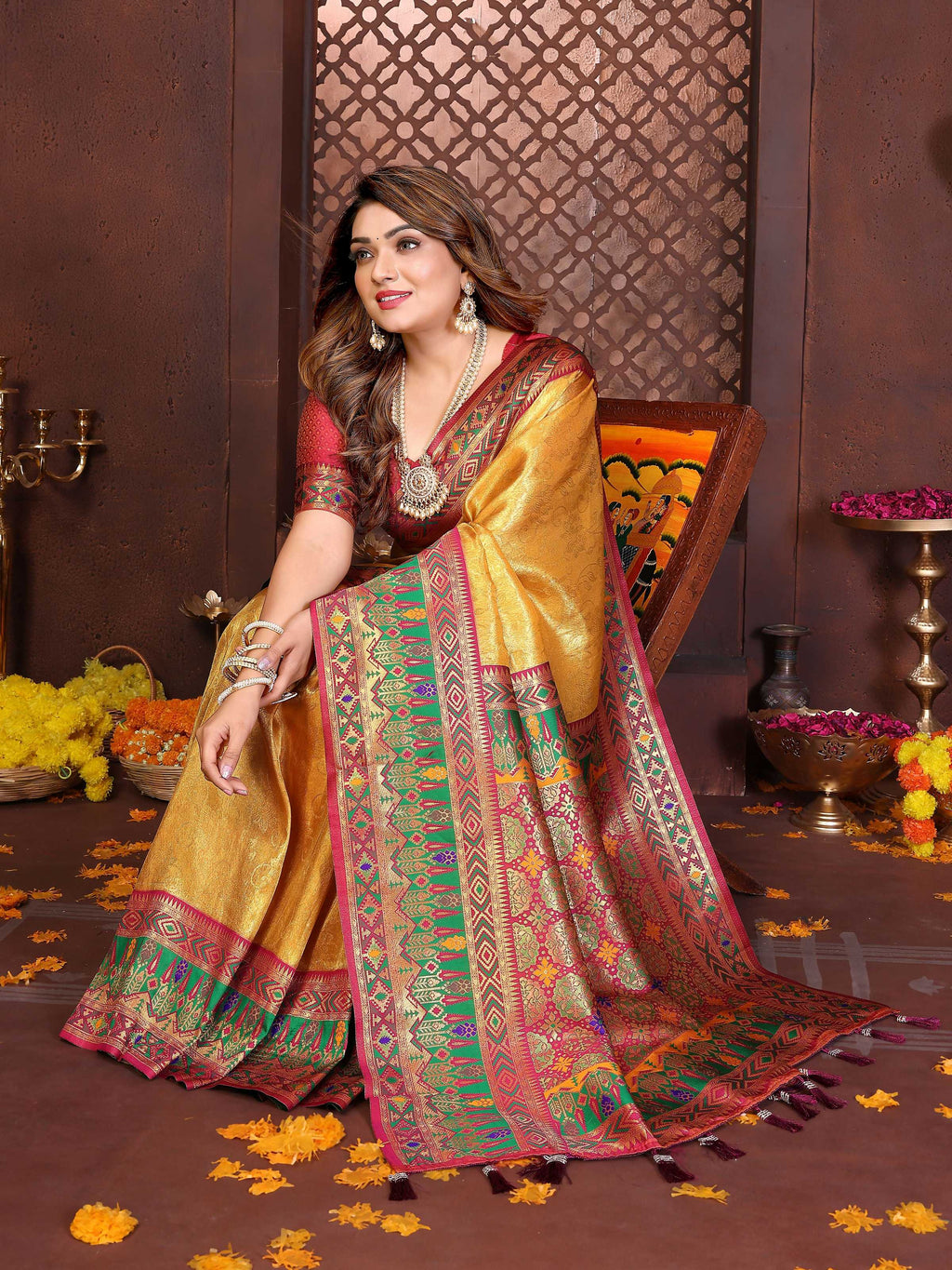 Aastha Fashion Gold Tissue Silk Weaving Saree