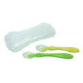 Safe-O-Kid Soft Silicone Tip Spoons Set Box (2 Spoons), Yellow & Green
