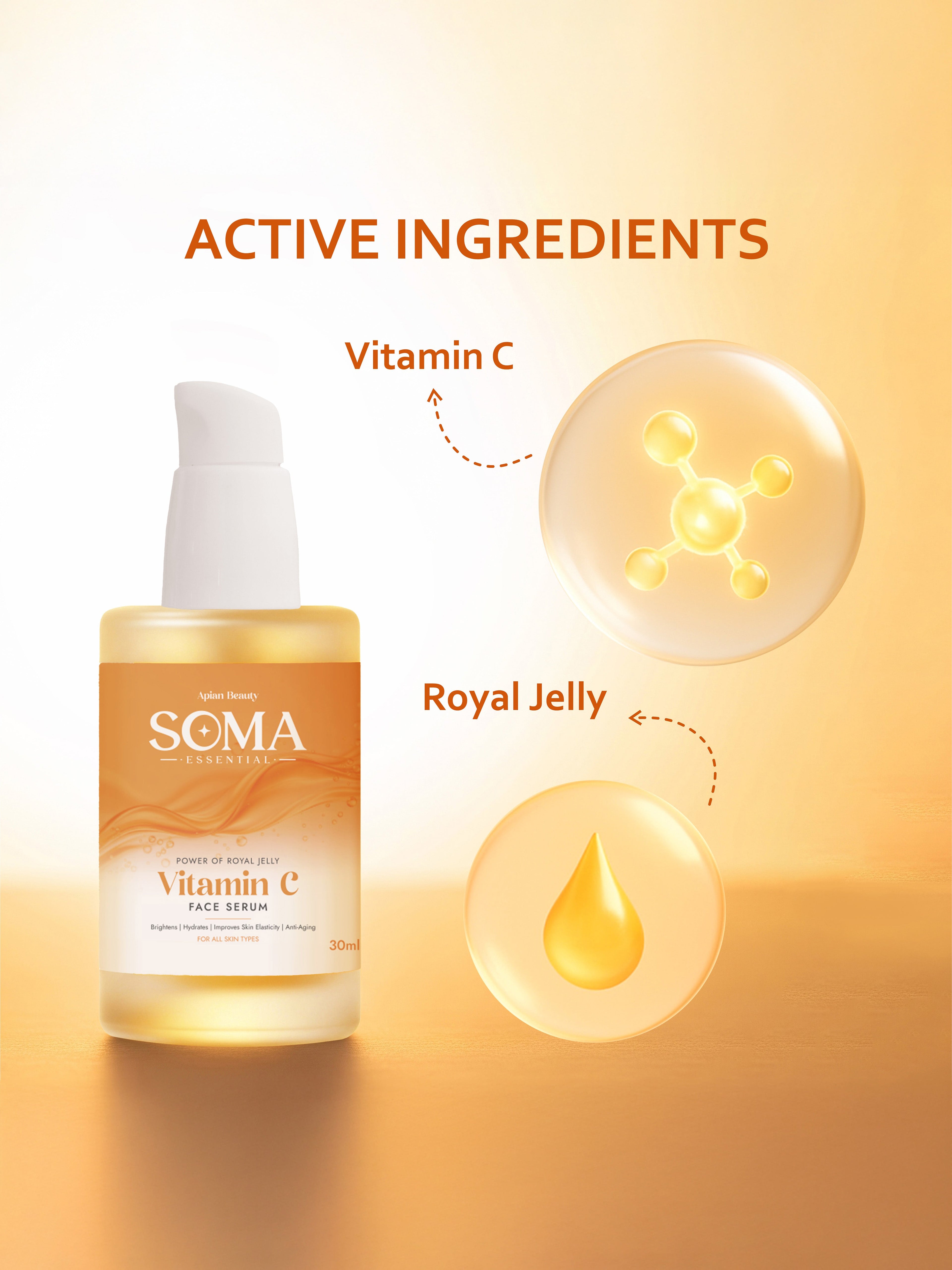 Soma Essential Royal Jelly Protein Glow Vitamin C Serum For Dull, Uneven & Tired Skin