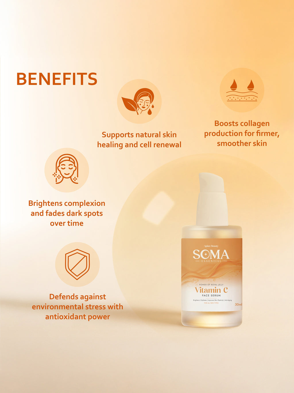 Soma Essential Royal Jelly Protein Glow Vitamin C Serum For Dull, Uneven & Tired Skin