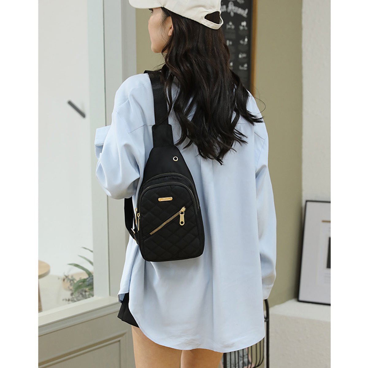 Small Chest Sling Backpack Water Resistant Nylon Shoulder Bag