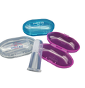 Safe-O-Kid Silicone Baby Finger, Infant Training Soft Teeth Brush, Oral Cleaning Massager For Babies- 1 Blue, 1 Pink & 1 Transparent