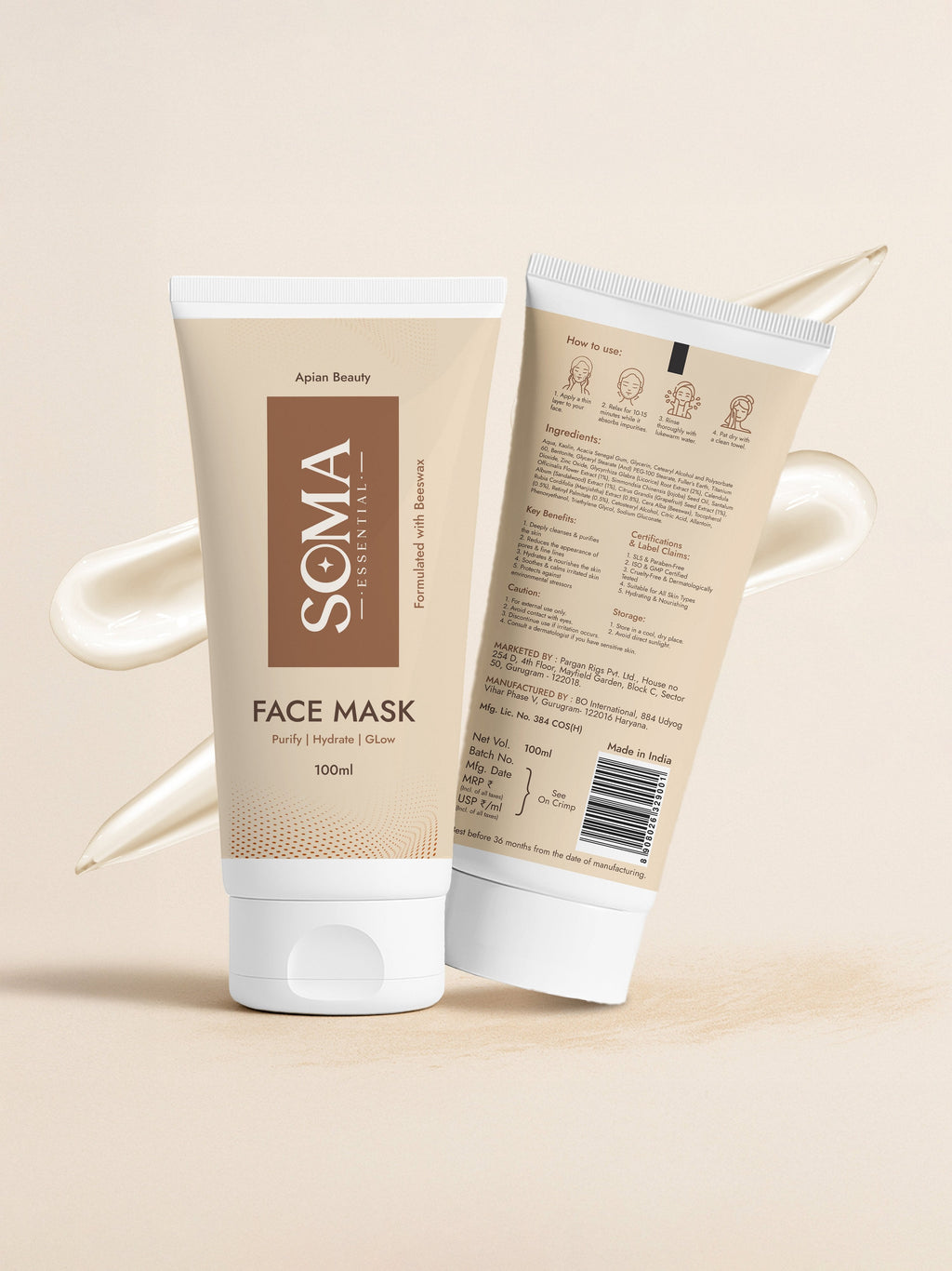 Soma Essential Apian Dtan Glow Mask, 2% Licorice And Beeswax
