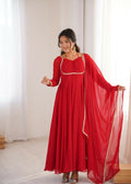 Lehenga Mart Designer Anarkali Suit With Kurta, Dupatta For Women-Red