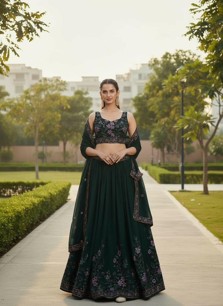 Lehenga Mart Designer Indian Wedding Lehenga Choli-Green