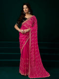 Joban Fashion Rani Pink Net Party Wear Sarees