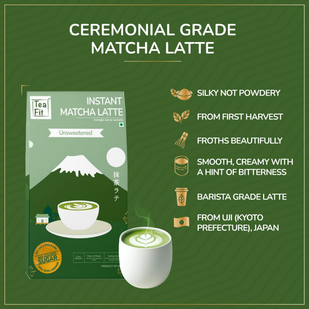 TeaFit Ceremonial No Sugar Instant Matcha Latte Premix