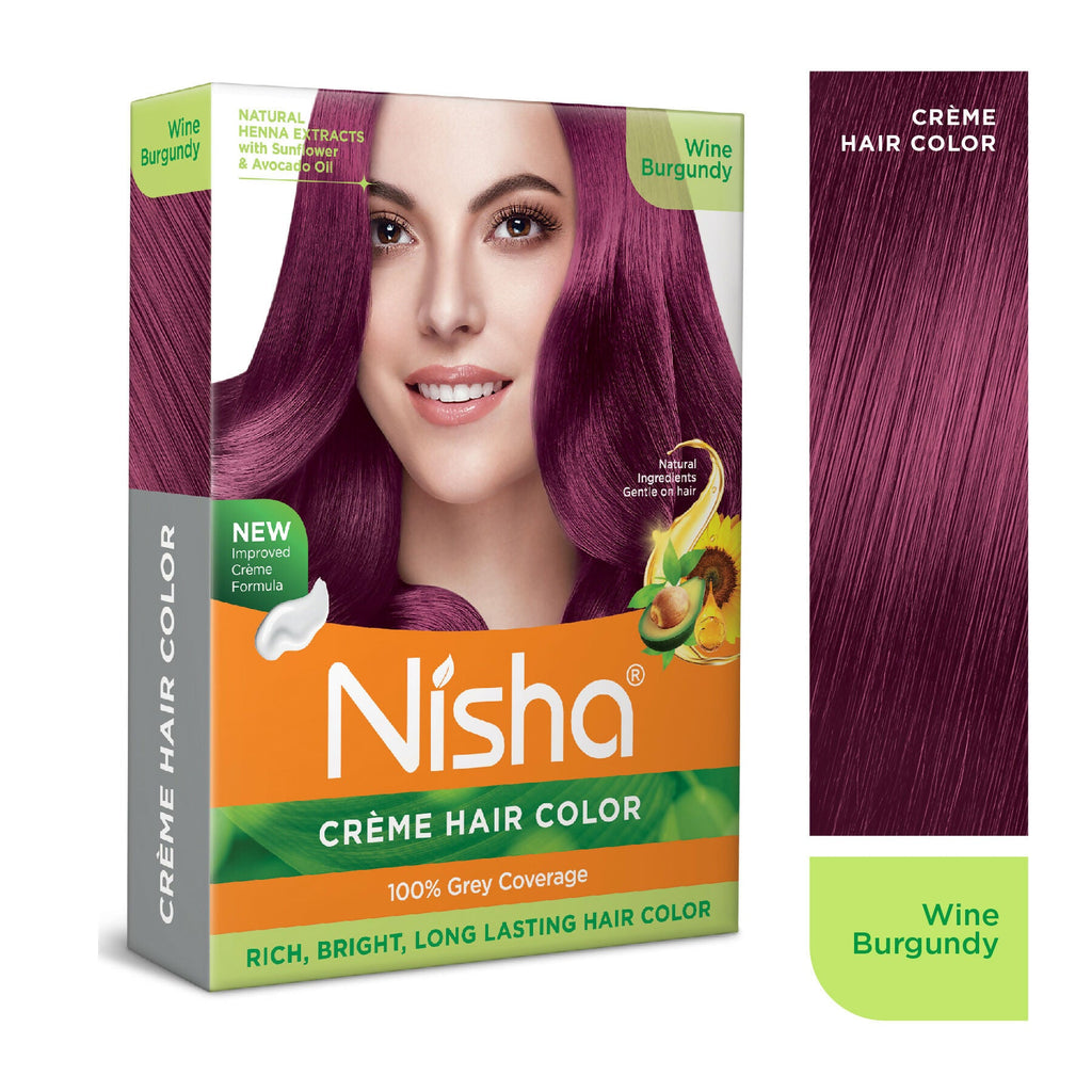 Nisha Creme Hair Color for Women - Wine Burgundy