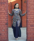 Joban Fashion Blue Silk Embroidered Sharara Set