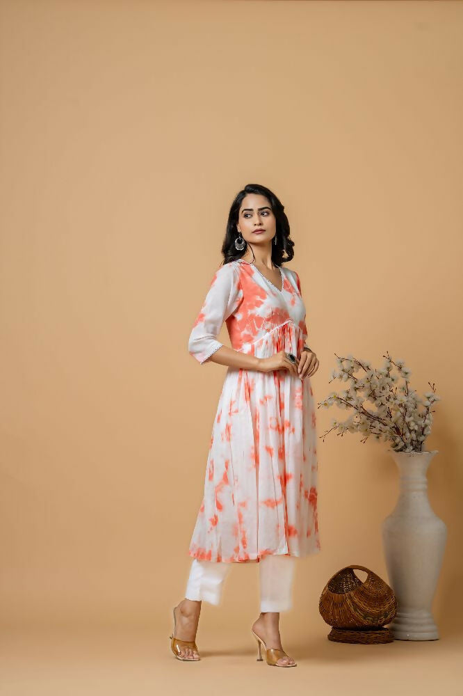 Joban Fashion Peach Tie & Dye Kurta Pant Set