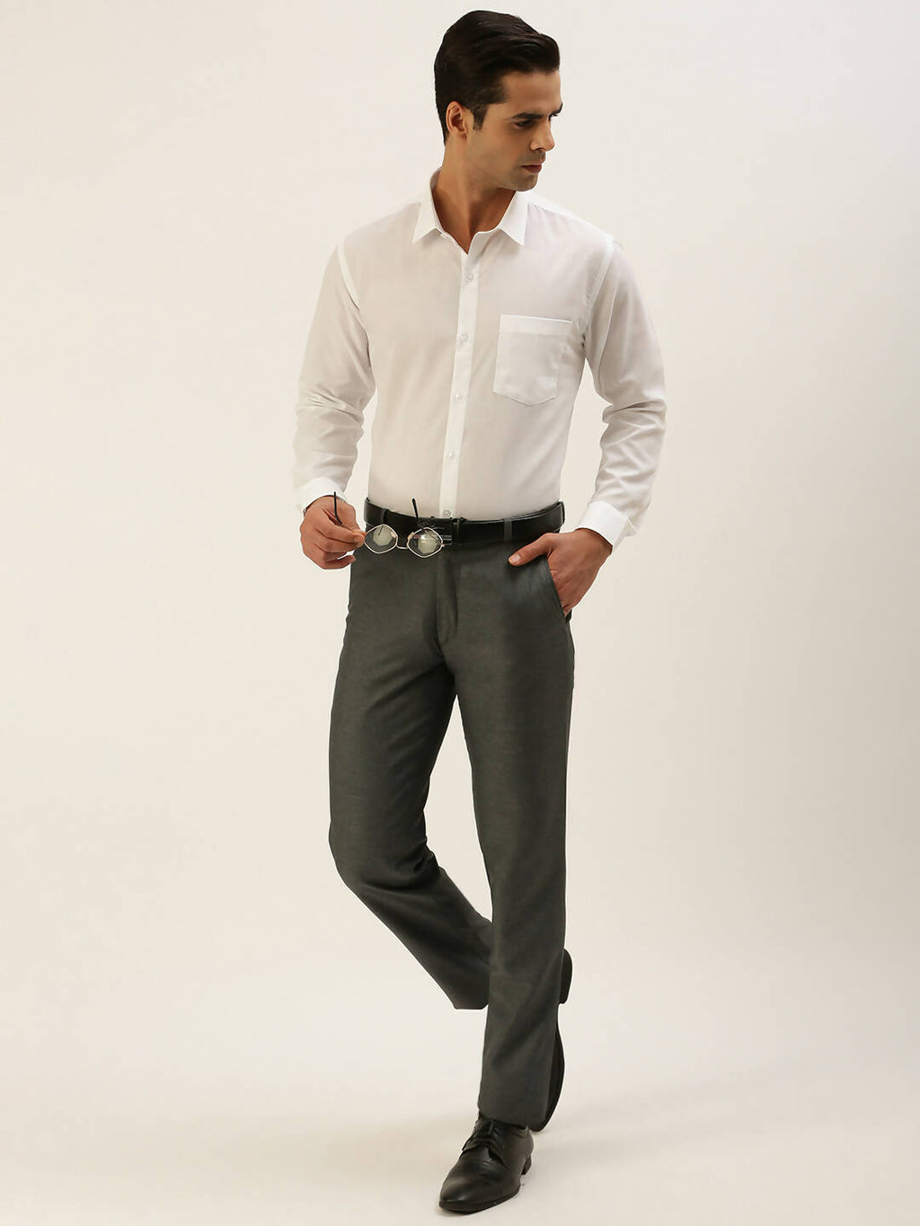 Ramraj Cotton Mens Full Sleeve Formal Poly Cotton White Shirt