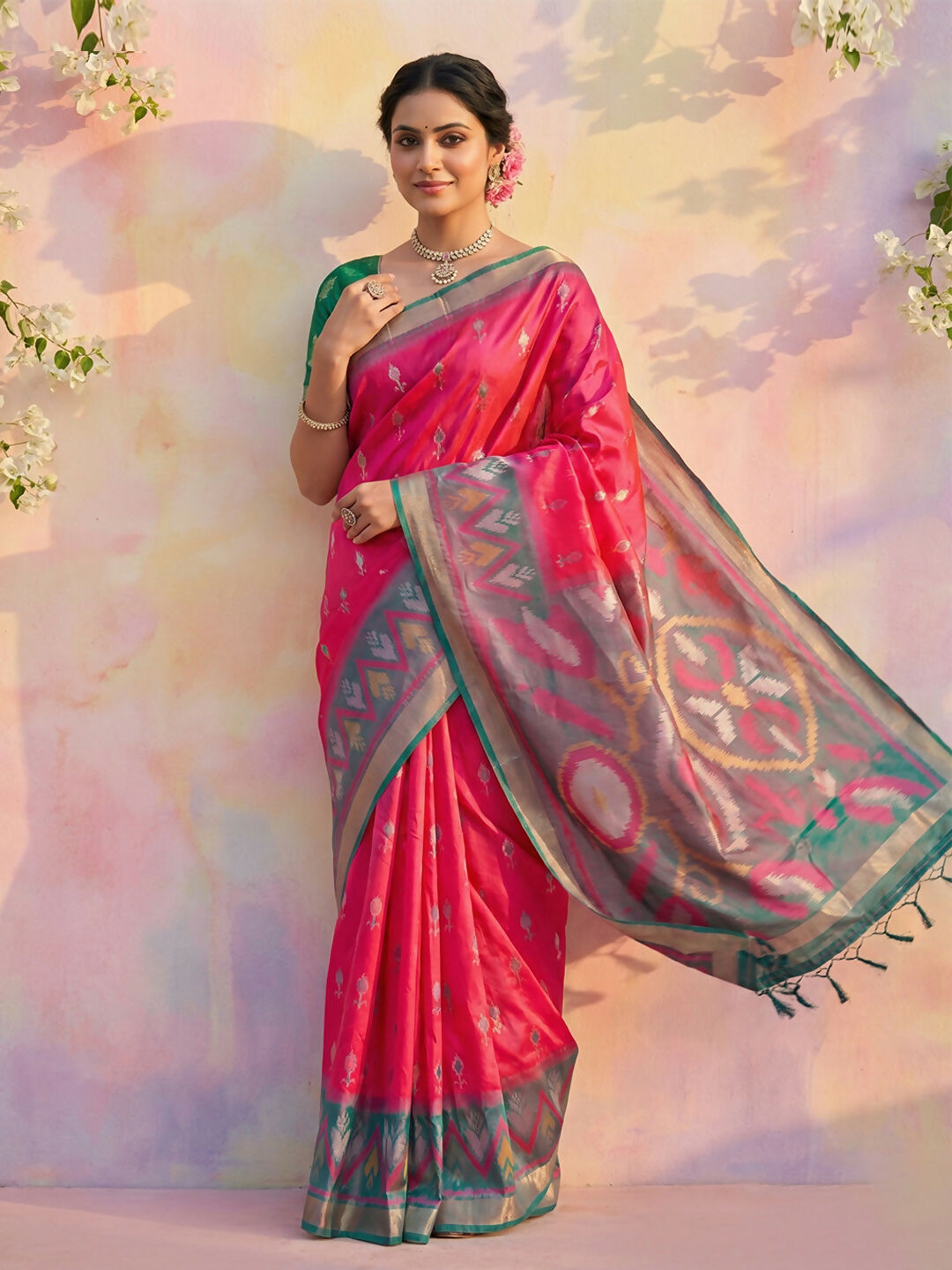 Shree Shyam Fashion Pink Soft Silk Saree